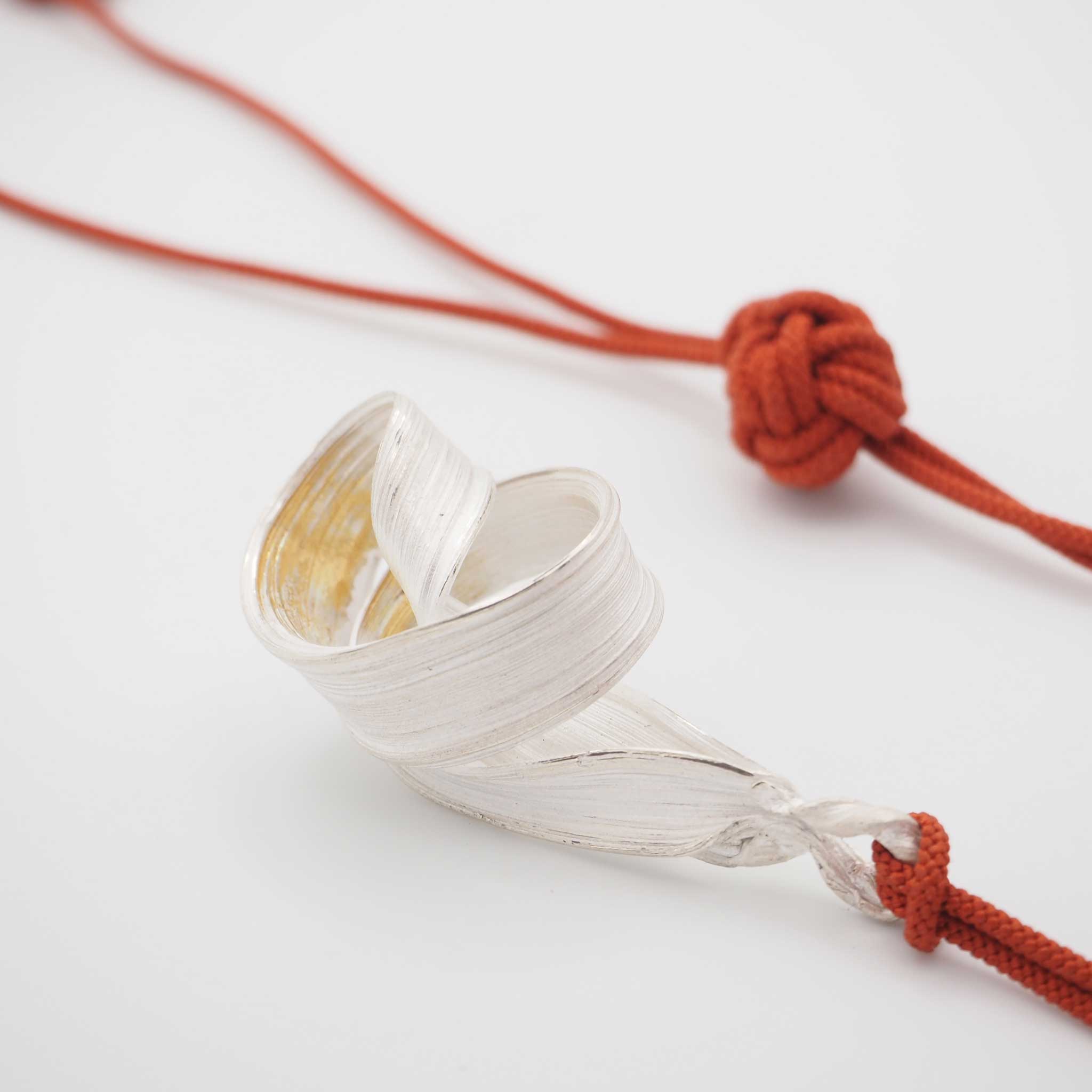 Falling Moon Sterling Silver and 24ct Gold Pendant